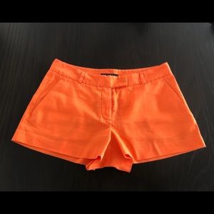Theory stretch linen orange shorts 3” size 4